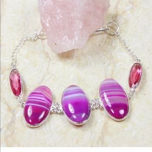 Botswana Lace Agate & Rubellite .925 Silver